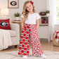 NEW RTS NO MOQ Yoga P1126 Baby Girls Bows Leopard Team Pockets Flare Pants Bottom
