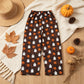 NEW RTS NO MOQ milk silk P1131 Adult Women Ghost Pumpkins Leopard Halloween Pockets Flare Pants Bottom