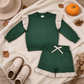 NEW RTS NO MOQ cotton GLS0218（GT1845+SS0998）Baby Girls Green Stripe Flutter Sleeve Top Pockets Ruffle Short Clothes Set