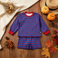 NEW RTS NO MOQ Yoga GLS0157 Baby Girls Red Purple Stripe Shirt Top Short Yoga Active Clothes Set