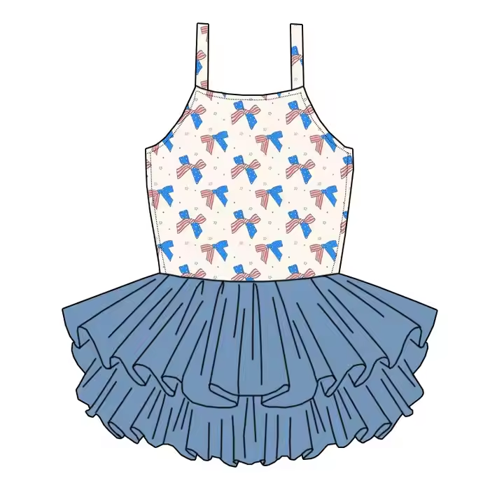 5.22 National Day Bowknot Suspender Dress