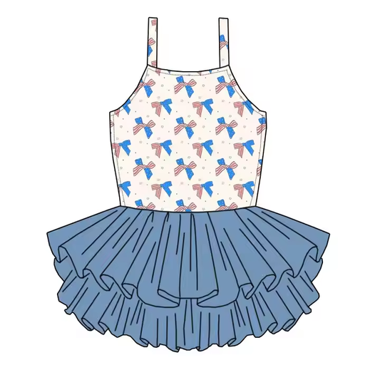 5.22 National Day Bowknot Suspender Dress