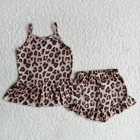 leopard print short sleeve suit