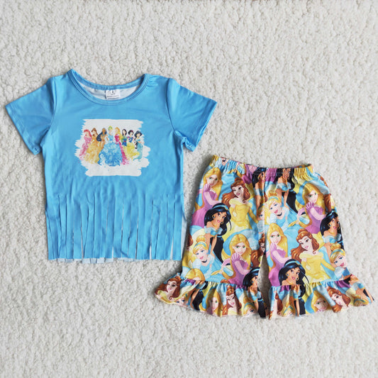 princess t-shirt & shorts girls outfits