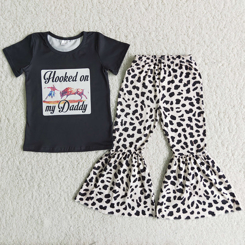 hooked on my daddy t-shirt & leopard bell girls outfits