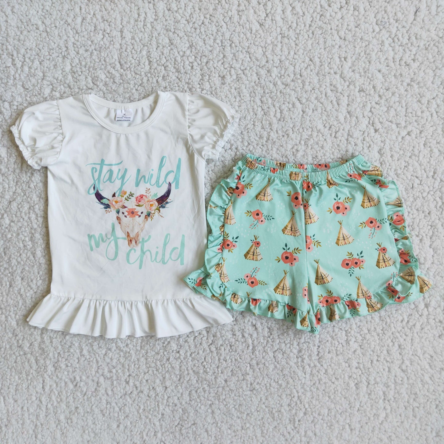 stay wild my child t-shirt & shorts girls outfits