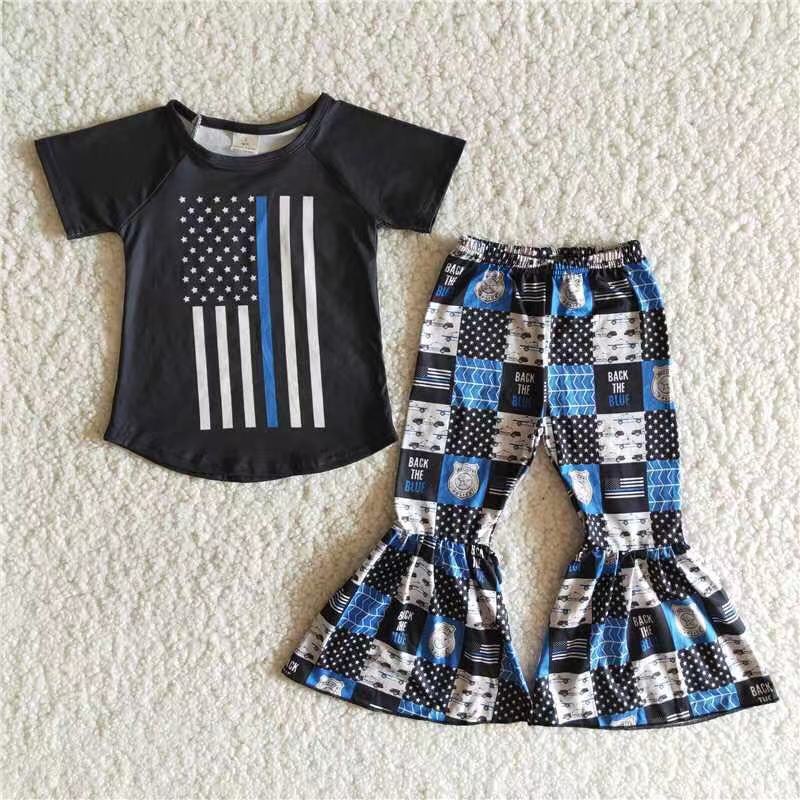 short sleeve shirt bell pants sale girls sets kids clothes