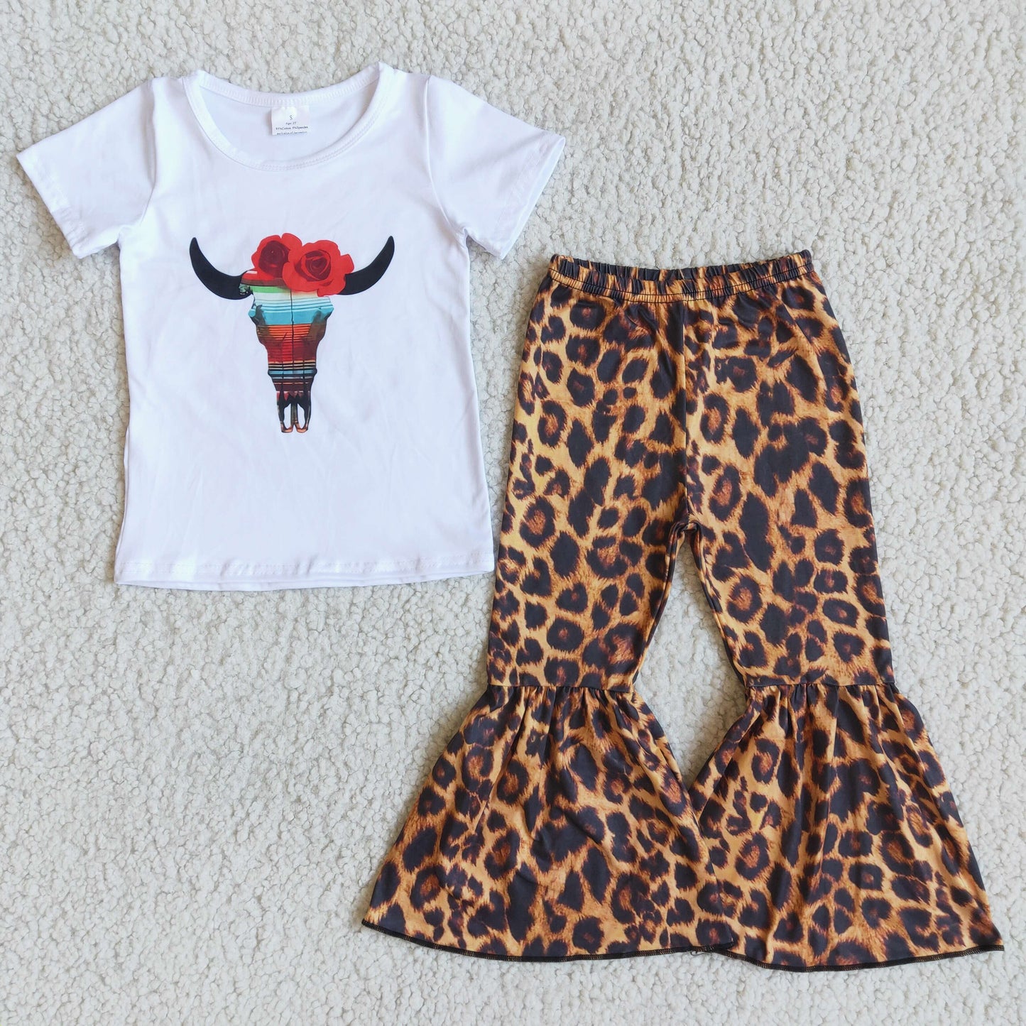 a15-14 t-shirt & leopard bell girls outfits