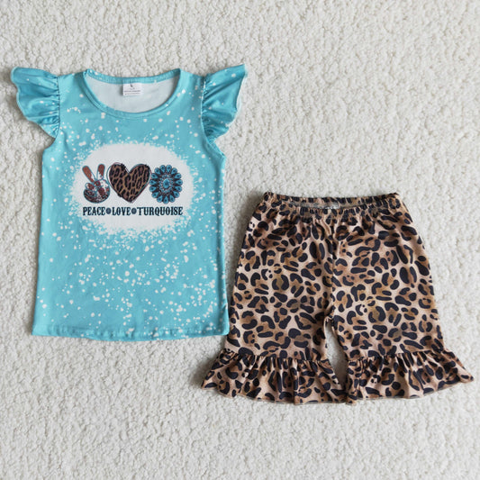 aurquoies t-shirt & leopard shorts girls outfits