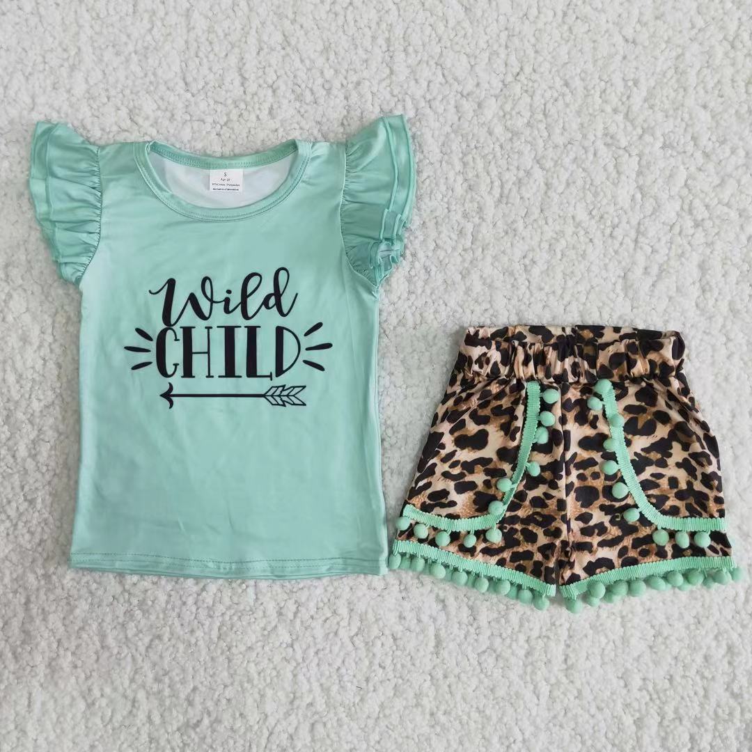 wild child t-shirt & leopard shorts girls outfits