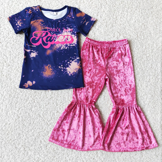 don't be a raien t-shirt pink velet bell girls outfits