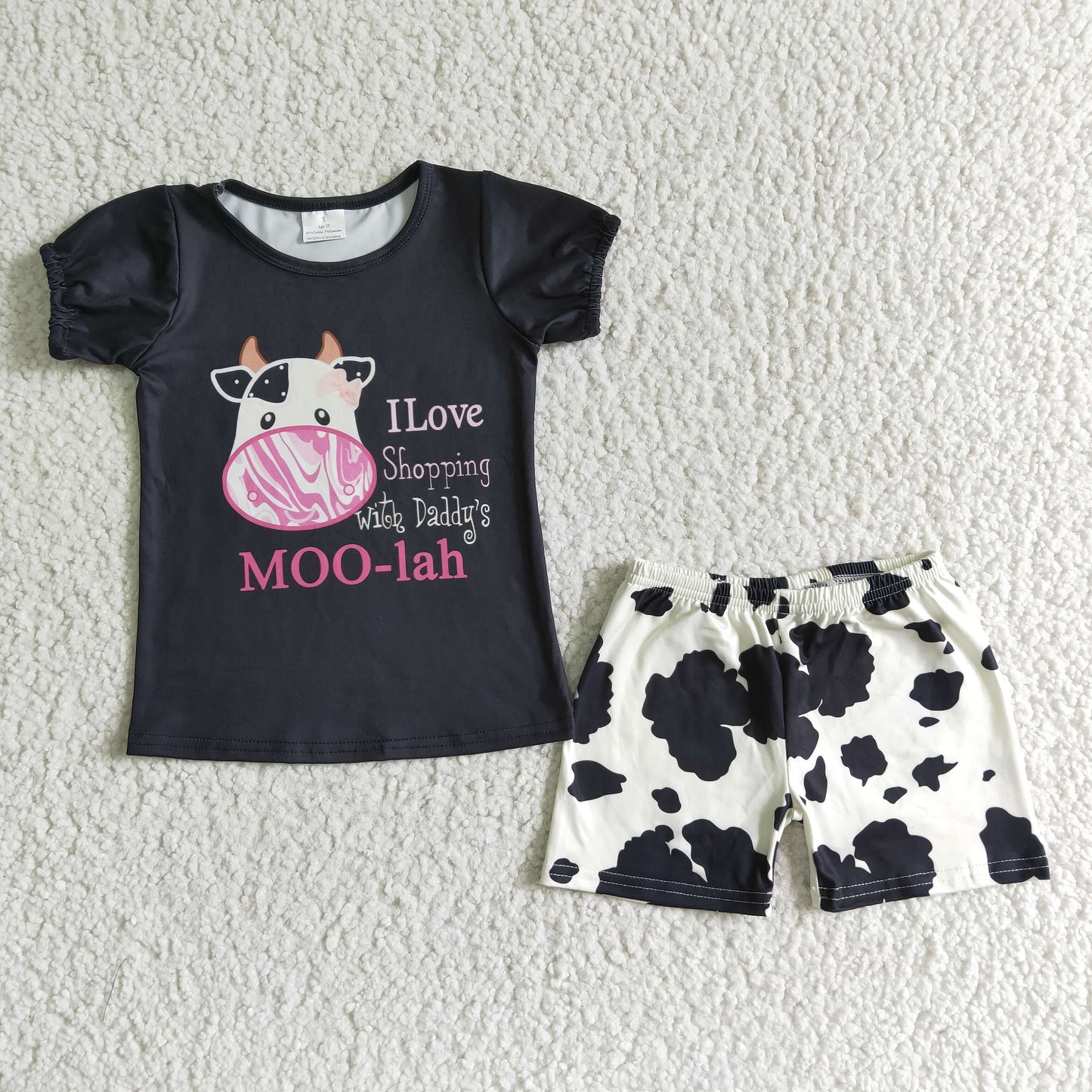 cow t-shirt & shorts girls outfits