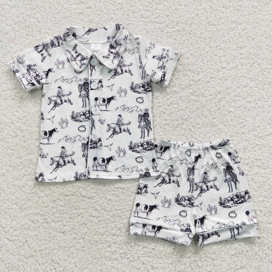 cowboys boys pajamas kids shorts sets