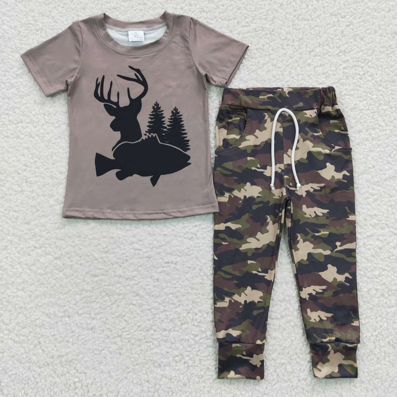 deer shirt camo pants boys outfits kids clothes