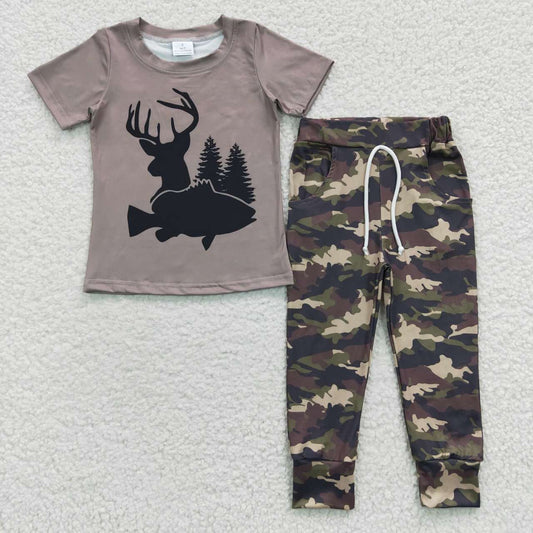 deer shirt camo pants boys outfits kids clothes