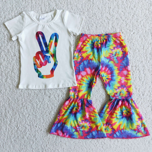 short sleeve shirt bell pants sale girls sets kids clothes