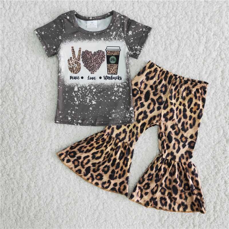 short sleeve shirt bell pants sale girls sets kids clothes