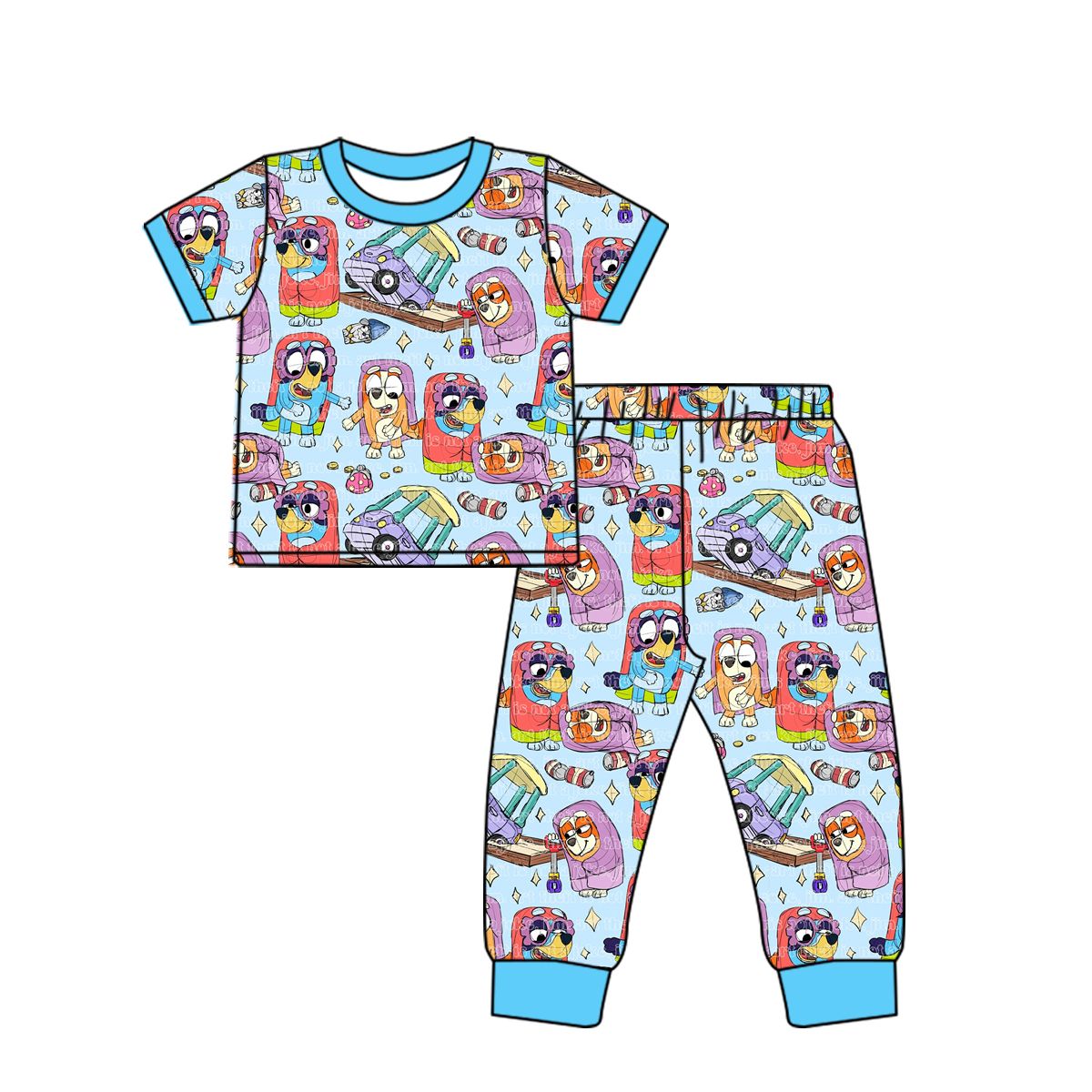 GSPO1383bluey short-sleeved trousers suit