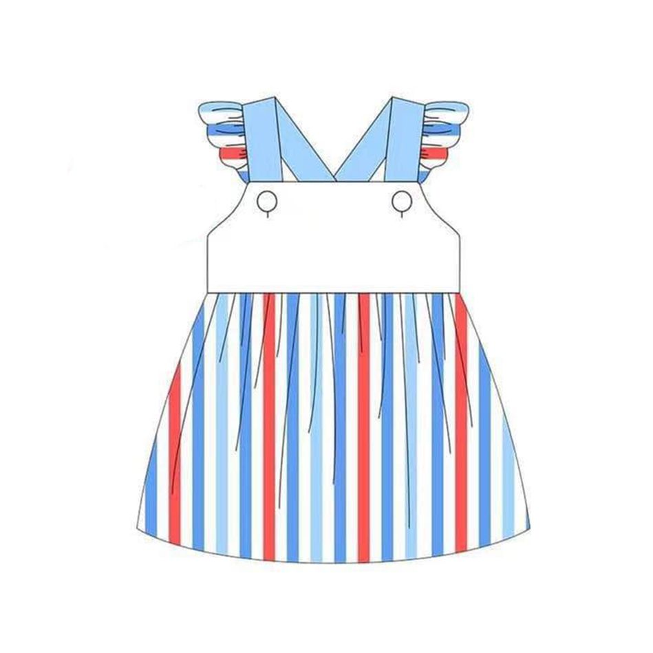 GSD1117 flying sleeve striped skirt