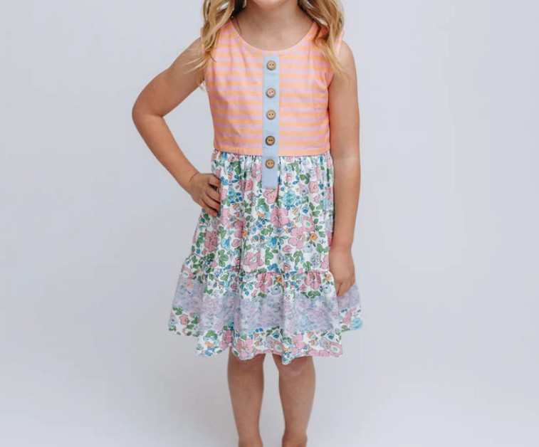 GSD1187pink button print dress