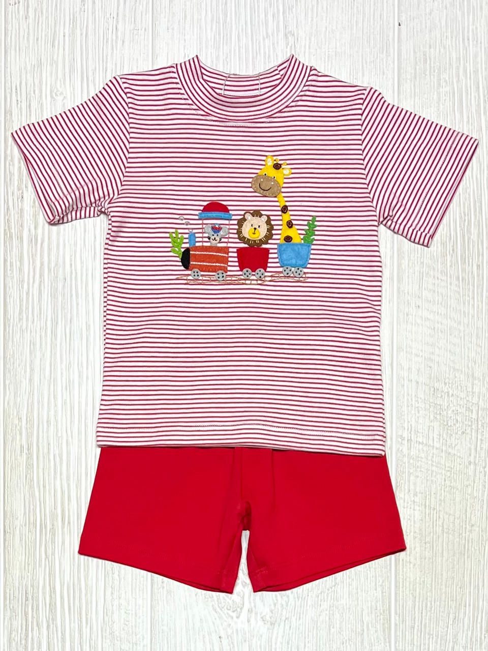 BSSO0889 Mouse Lion Short Sleeve Striped Suit