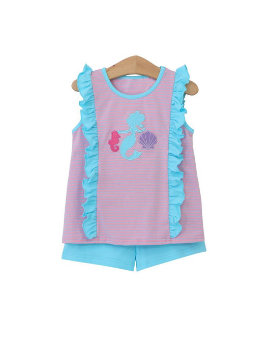 GSSO1194 Seahorse Mermaid Sleeveless Shorts Set