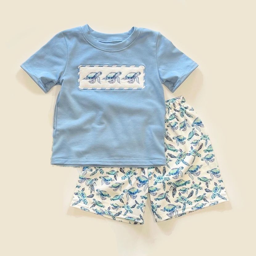 BSSO0916 turtle blue short-sleeved suit