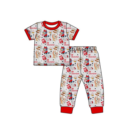 GSPO1347 fried chicken star short-sleeved trousers suit