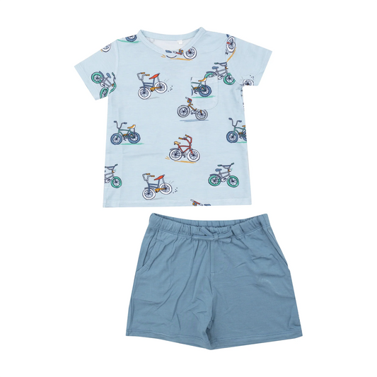 BSSO0862 Bicycle Short Sleeve Blue Suit