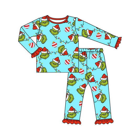 GLP1489grinch colorful lights long sleeve pants suit