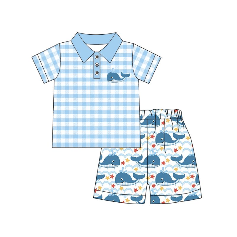 BSSO0898 whale blue short sleeve suit