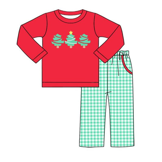 BLP0555 Christmas tree red long sleeve suit