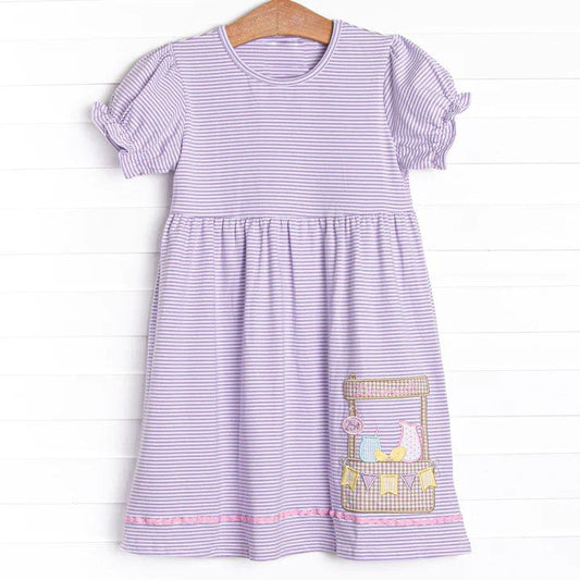 GSD1235 purple striped short-sleeved dress