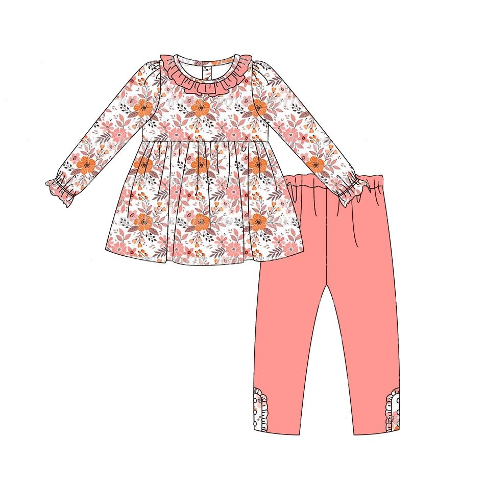 GLP1239 Pink Flower Long Sleeve Pants Suit