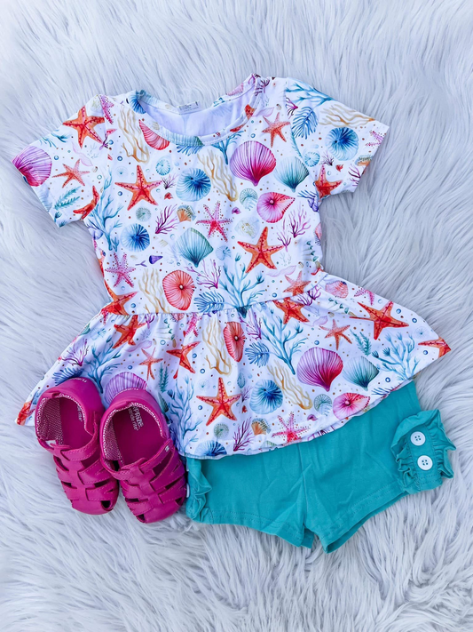 GSSO1153 Starfish and Seaweed Short Sleeve Suit