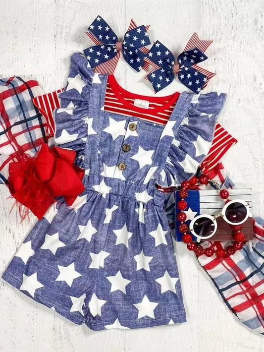 GSSO1289 red striped star jumpsuit set