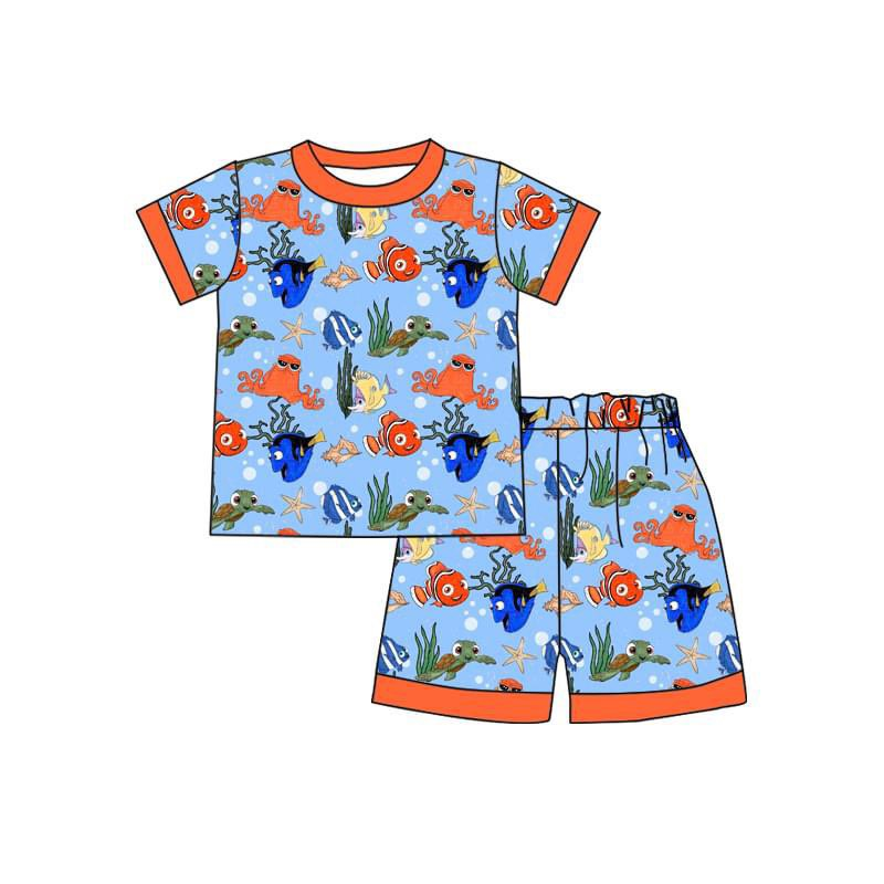 BSSO0945 Cartoon fish short-sleeved shorts