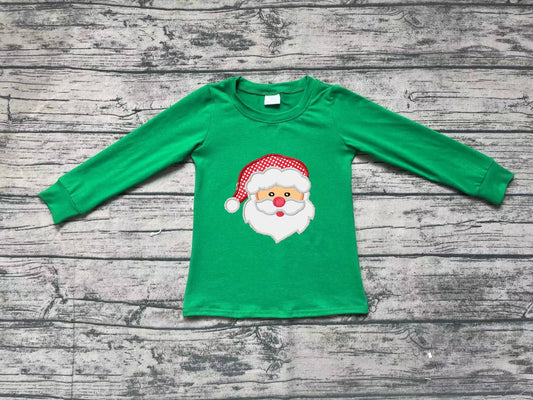 BT0790 Plaid Hat Santa Green Long Sleeve Top