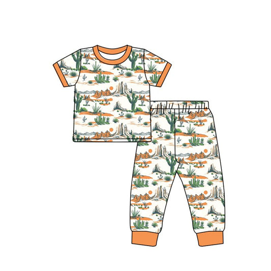 GSPO1348 Cactus Sunset Short Sleeve Pants Suit