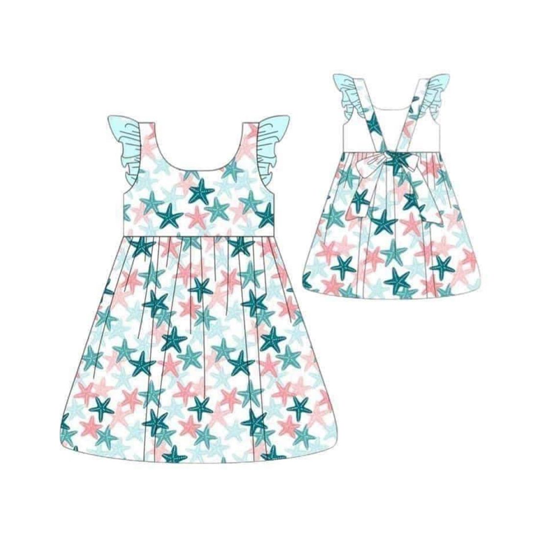 GSD1168 starfish blue flying sleeve dress