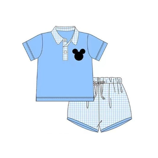 BSSO0880 Mickey Blue Short Sleeve Shorts Set