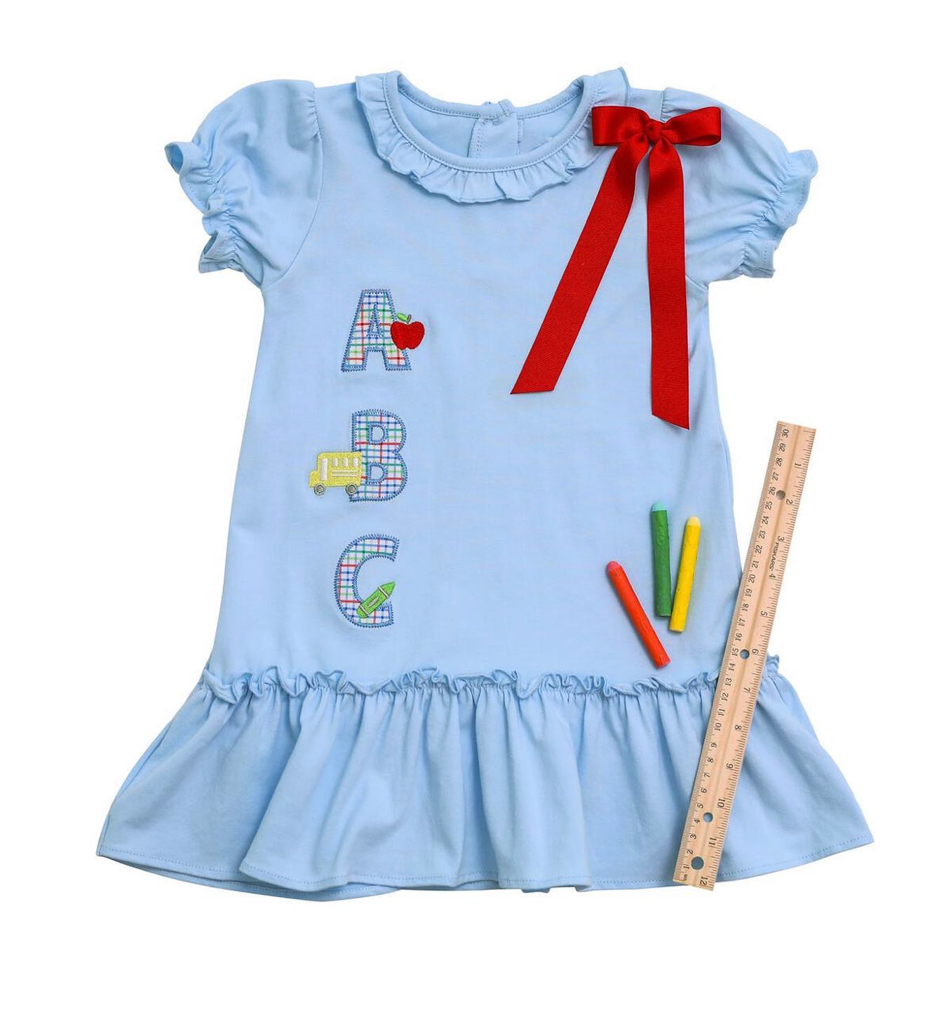 GSD1283 Apple School Bus Blue Dress