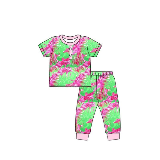 GSPO1513 leaf green pajama set