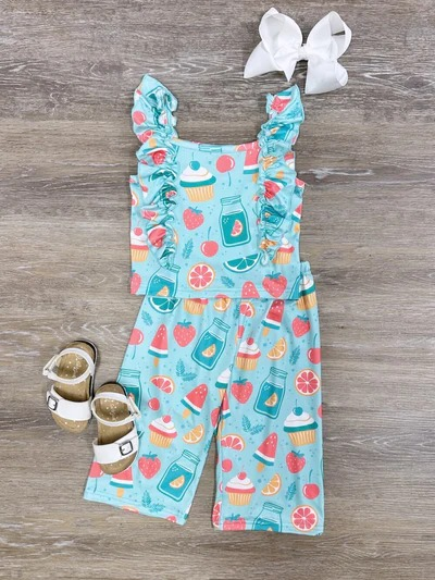 GSPO1506 Cherry Cake Short Sleeve Pants Suit