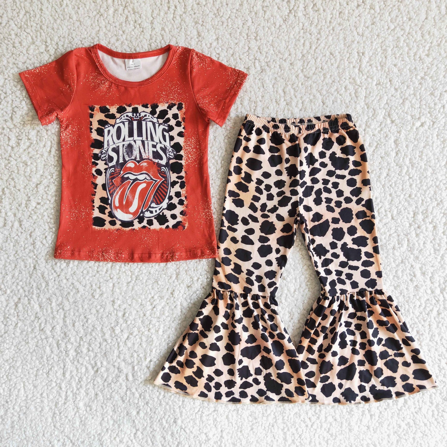 rolling stones short sleeve shirt bell pants sale girls sets kids clothes