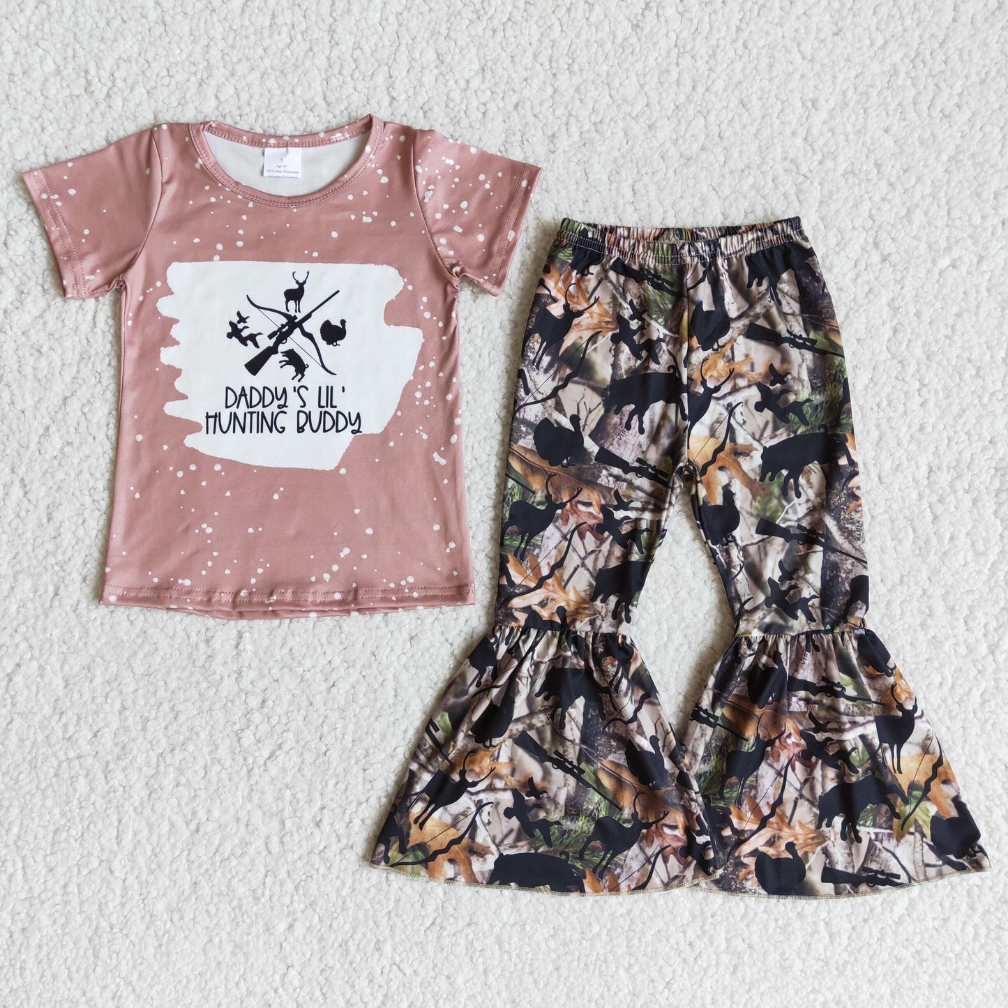 daddy's lil hunting duddy t-shirt & camo bell girls outfits