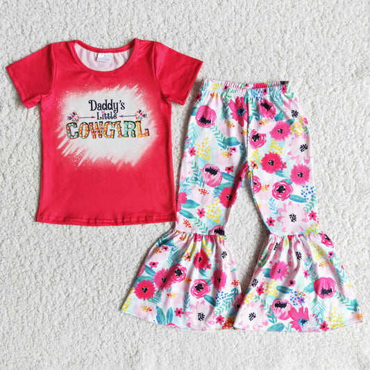 daddy's cowgirl t-shirt & floral bell girls outfits