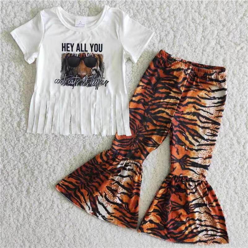 tiger short sleeve shirt pants sale girls sets kids clothes