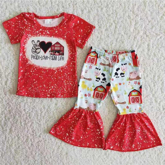 farm short sleeve shirt pants sale girls sets kids clothes