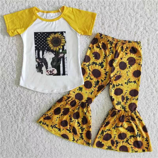 sunflower short sleeve shirt pants sale girls sets kids clothes